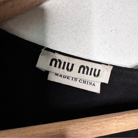 Miu Miu | Black Silk Blend Back Button Down Long Sleeve Blouse Size 44 US 12 - Picture 5 of 9